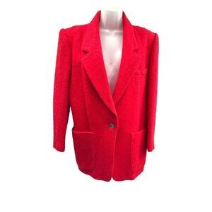 Manchester Red Wool Mohair Blazer Womens Size 8.  Vintage 80s‎ Classic